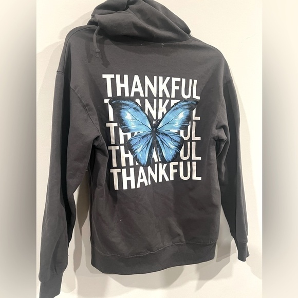 Rebellious One Juniors Long-Sleeve Hooded Rose Sweatshirt X-Small charcoal - Picture 4 of 6